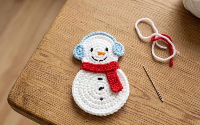 Schneemann Applikation häkeln: Einfache Anleitung für Anfänger
