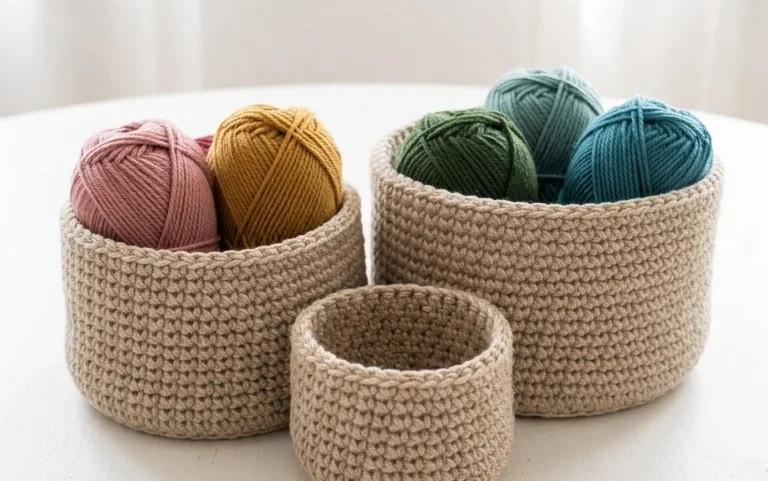 Moss Stitch Körbchen häkeln: Kostenlose Anleitung