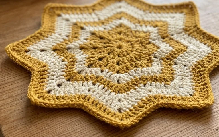 8-Point Star Granny Square - free pattern +video