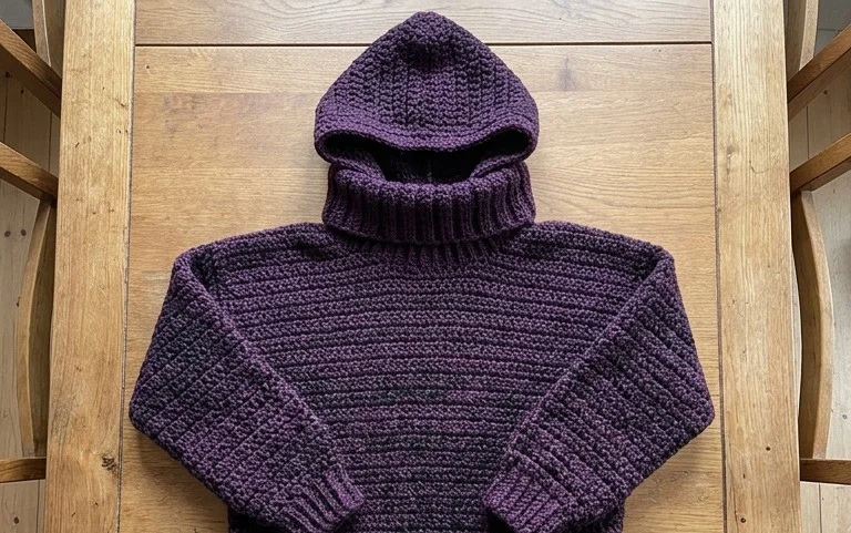 Rollkragen Hoodie häkeln: Kostenlose Anleitung für Anfänger