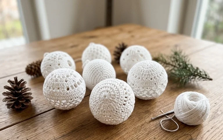 Kostenlose Anleitung: Häkelkugel als Christbaumschmuck