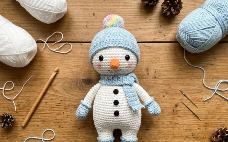 Kostenlose Anleitung: Schneemann-Amigurumi für Weihnachten
